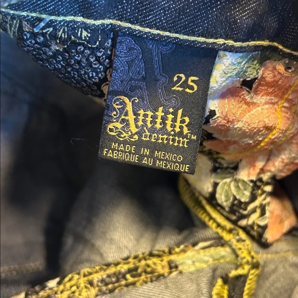 Vintage Y2K Antik Denim Eva 5 Pocket Bootcut Embroidered Patchwork Low Rise Jean